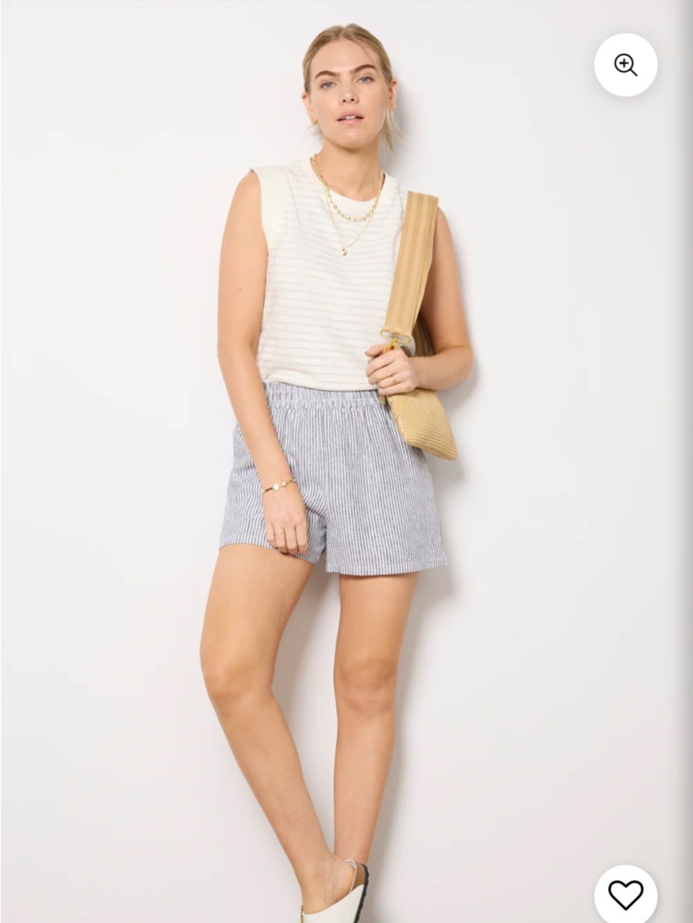 Evereve Lilah Blue and White Striped Linen Shorts